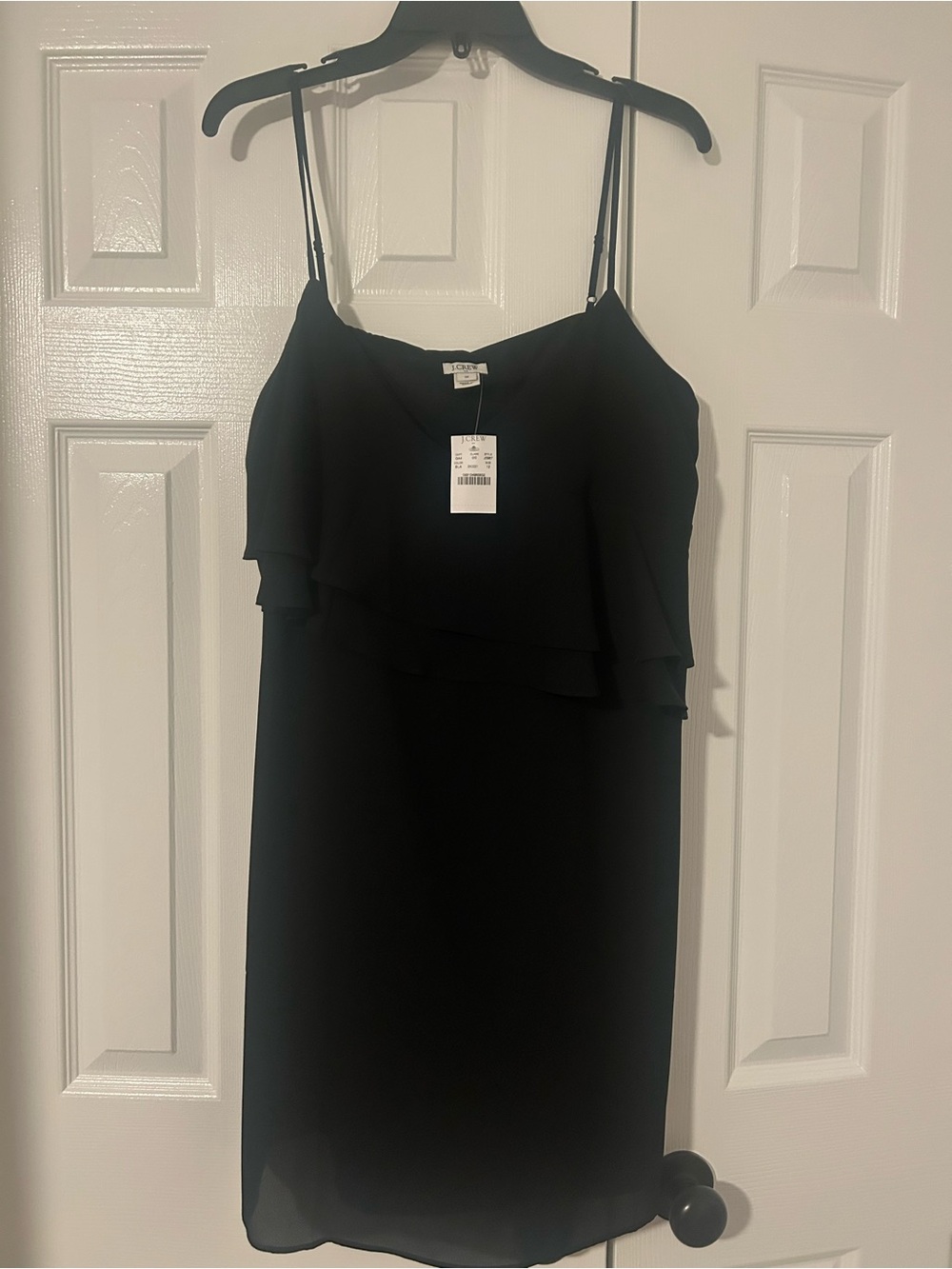 J. Crew Black Chiffon Ruffle Slip Mini Dress